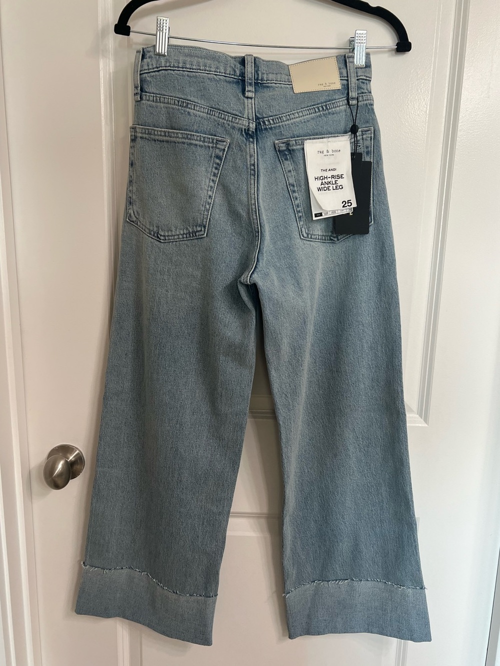 NWT Rag & Bone Andi High-Rise Raw Cuffed Wide-Leg Jeans in Bloomfield Size 25 - Picture 4 of 10